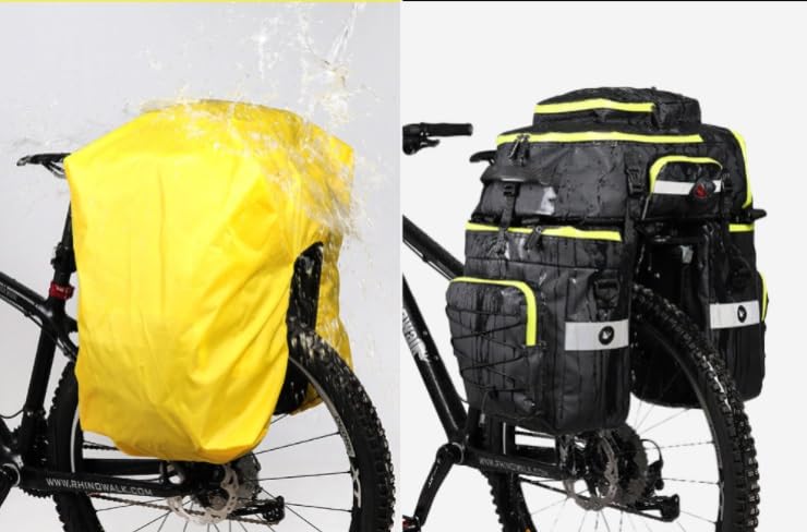 3-in-1 Fahrradtasche Multifunktional Wasserdicht Fahrradtaschen für Gepäckträger Hohe Kapazität Fahrrad Taschen Hinten Gepäckträger, Rucksack und Umhängetasche mit Regenschutz