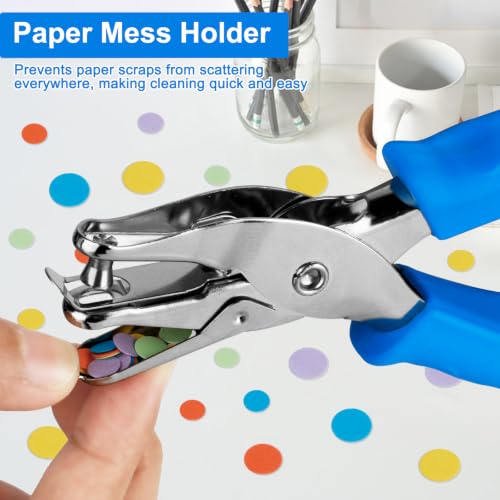 Image of Single Hole Punch 2 Pack, 1 /4 inch and 1 /8 inch Hole Punch with Soft Grip Blue | Silicone Handles, Crafts and Paper, Sturdy One Hole Puncher for Kids and Adults, Home, Office, Classroom
