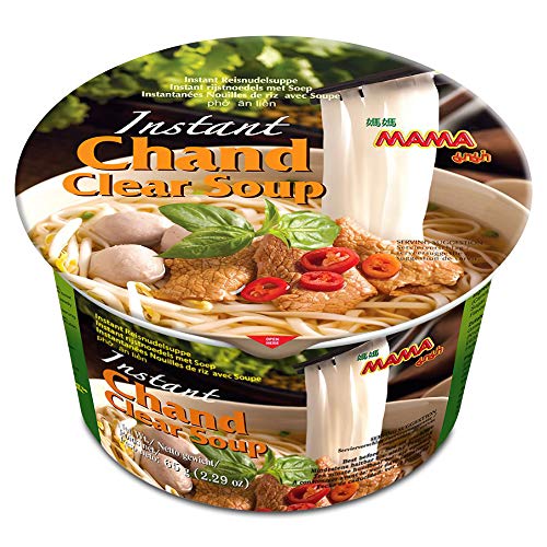 MAMA Noodles Chand Clear Soup Bowl Instant Rice Noodles with Delicious Thai Flavors, Hot And Spicy Noodles with Chand Clear Soup Base, (Chand Clear Soup Flavor, 6 Pack)