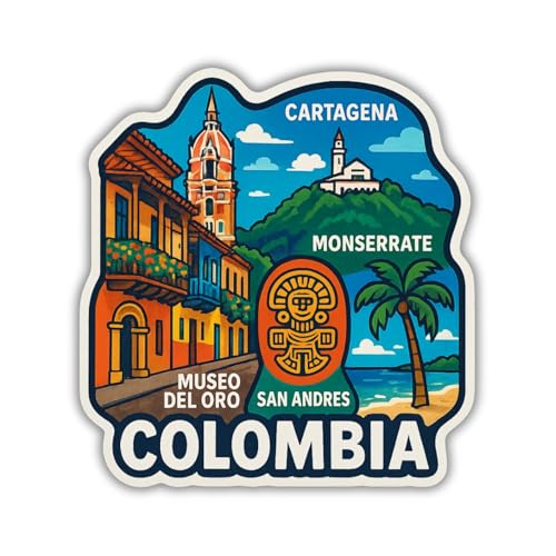 Image of Zesta Wooden Fridge Magnets Set | Refrigerator Decor Magnets for Kitchen | India Souvenir Fridge Magnet Collection | Wooden Magnet for Fridge Door Decoration (Colombia)