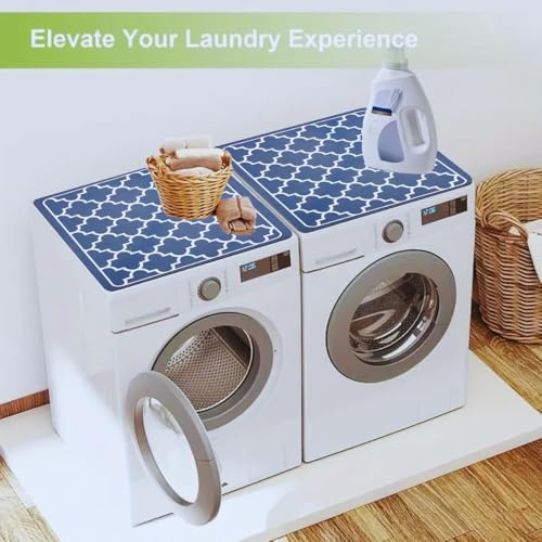 Image of Homecloud Non-Slip Washing Machine Mat - Durable Waterproof Protective Cover for Washer & Dryer, Dust-Resistant Mat Ideal for Laundry Room & Kitchen Appliances (Navy)