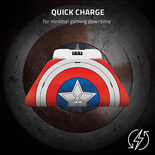 Image of Razer Limited Edition Captain America Wireless Controller & Quick Charging Stand Bundle for Xbox Series X|S, Xbox One: Impulse Triggers - Textured Grips - 12hr Battery Life - Magnetic Secure Charging
