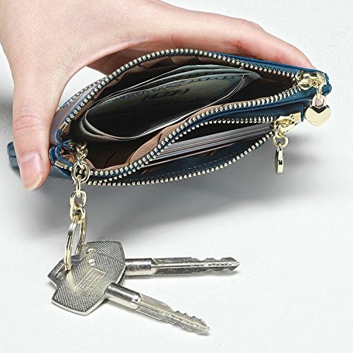 Itslife Women's Triple Zipper Leather Coin Purse Change Wallet Coin Pouch Rfid Card Holder With Key Ring #TOP3