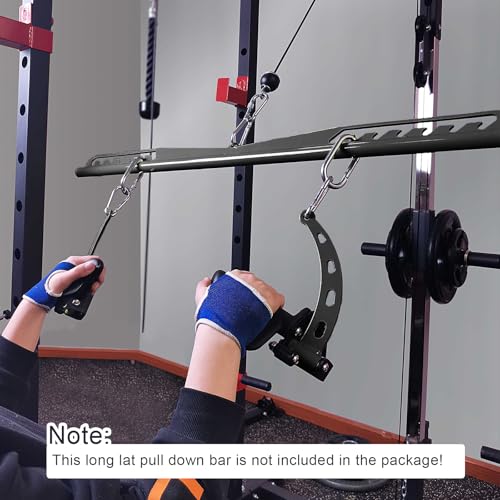 Image of Adjustable Lat Pull down Bar, Cable Machine Attachments for Gym, Home Gym Fitness T-bar Row Pulldown Attachments, Lat Pull Down Machine Wide Grip Neutral Grip Handle