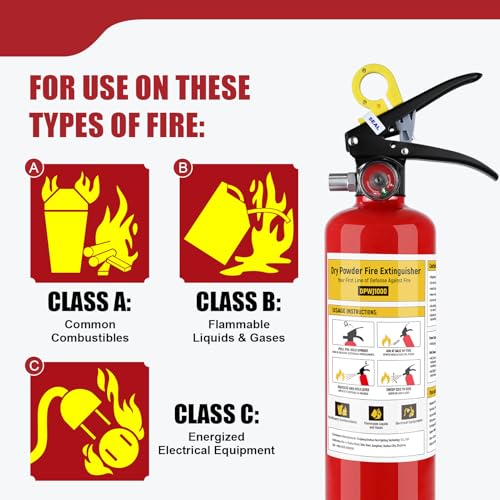 Image of 2 Pack ABC Fire Extinguisher - 2.5lb 1A:10B:C Dry Chemical Fire Extinguisher with Bracket for Home, Business, Boat, Truck, Quick Release Handle, Ideal for Electrical & Grease Fire Extinguisher