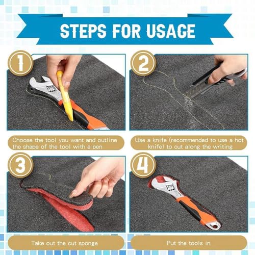 Tapis mousse découpable 40x30x2.5cm lot de 4 pour boîtes à outils - 6