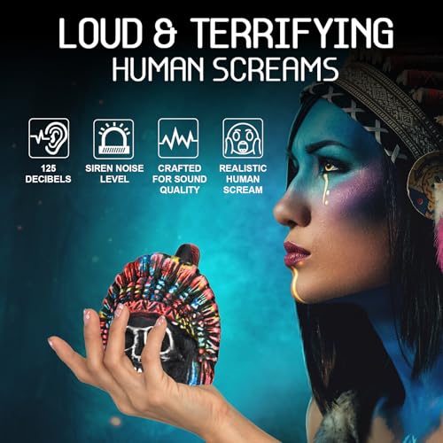 Aztec Death Whistle, death whistle, Traditional Skull Design, Tie-Dye Rainbow Pattern, 125+ Decibels - Image 3