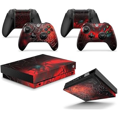 GNG Spider Console Skin Decal Sticker + 2 x Controller Skins & console compatible with XBOX ONE X
