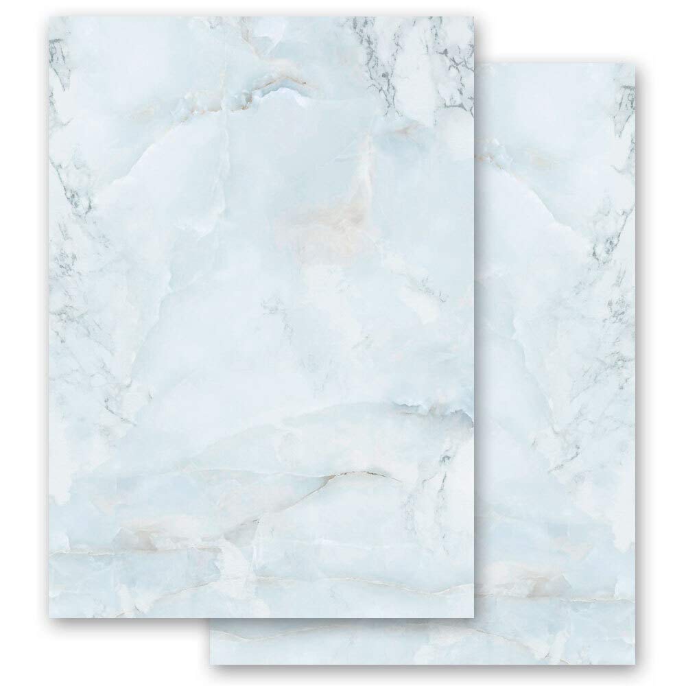 Motif Letter Paper! Marble & Structure Marble Light Blue 20 Sheets DIN A4 - Paper-Media