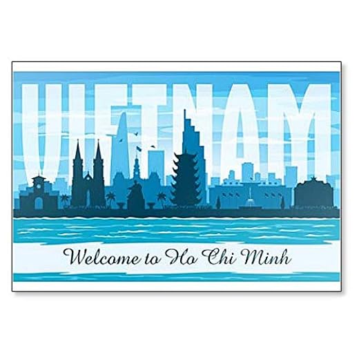 Ho Chi Minh Vietnam stadens skyline klassisk kylskåpsmagnet