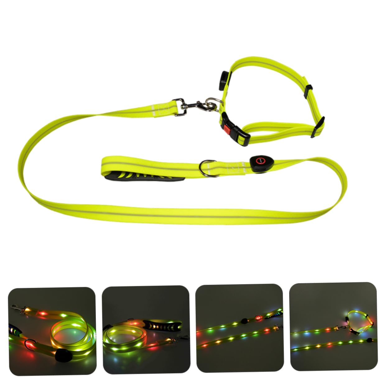 1juego Correa De Entrenamiento para Perros y Gatos Cuerda Luminosa Led Collar Resistente y Duradera para Paseos Nocturnos y Seguridad Mascotas