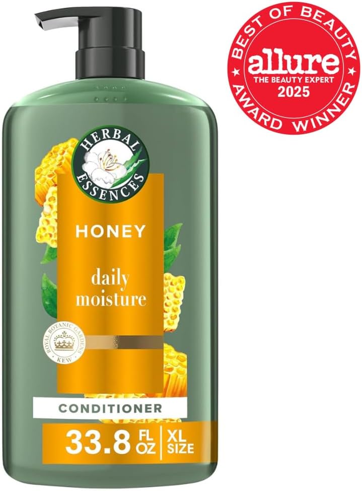 Herbal Essences Honey Daily Moisture Conditioner, Protects and Nourishes Dry Hair, Hydrating Conditioner with Certified Camellia Oil and Aloe Vera, Moisturizing and Safe For All Hair Types, 33.8oz