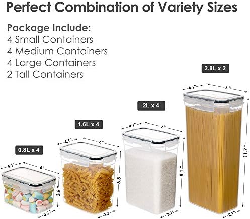 Vtopmart 14pcs Food Storage Containers Set, Kitchen Organizers and Storage, Plastic Airtight Pantry Storage Container with Lids for Cereal, Flour and Sugar, Includes 24 Labels - 1