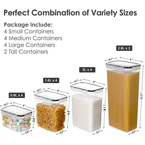 Vtopmart 14pcs Food Storage Containers Set, Kitchen Organizers and Storage, Plastic Airtight Pantry Storage Container with Lids for Cereal, Flour and Sugar, Includes 24 Labels