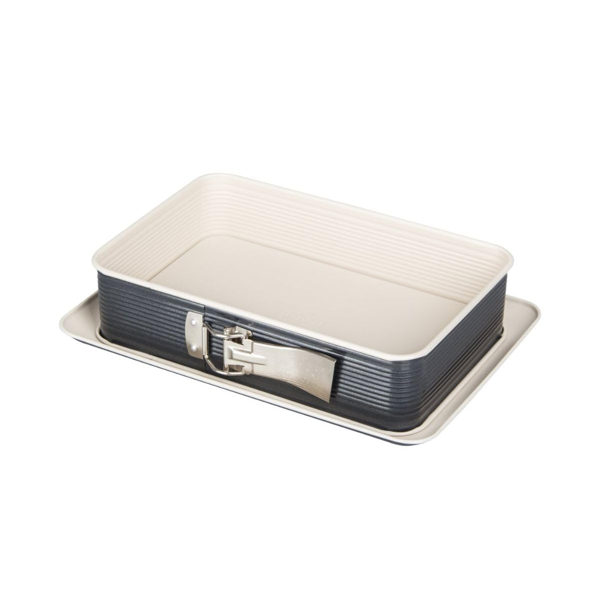 Zenker 7821 Moule à gâteaux rectangulaire à charnière, moule rectangle, plat à four, plat à gratin, moule à gâteaux avec plateau, revêtement antiadhésif ILAG Ultimate, 28 x 18 x 7 cm
