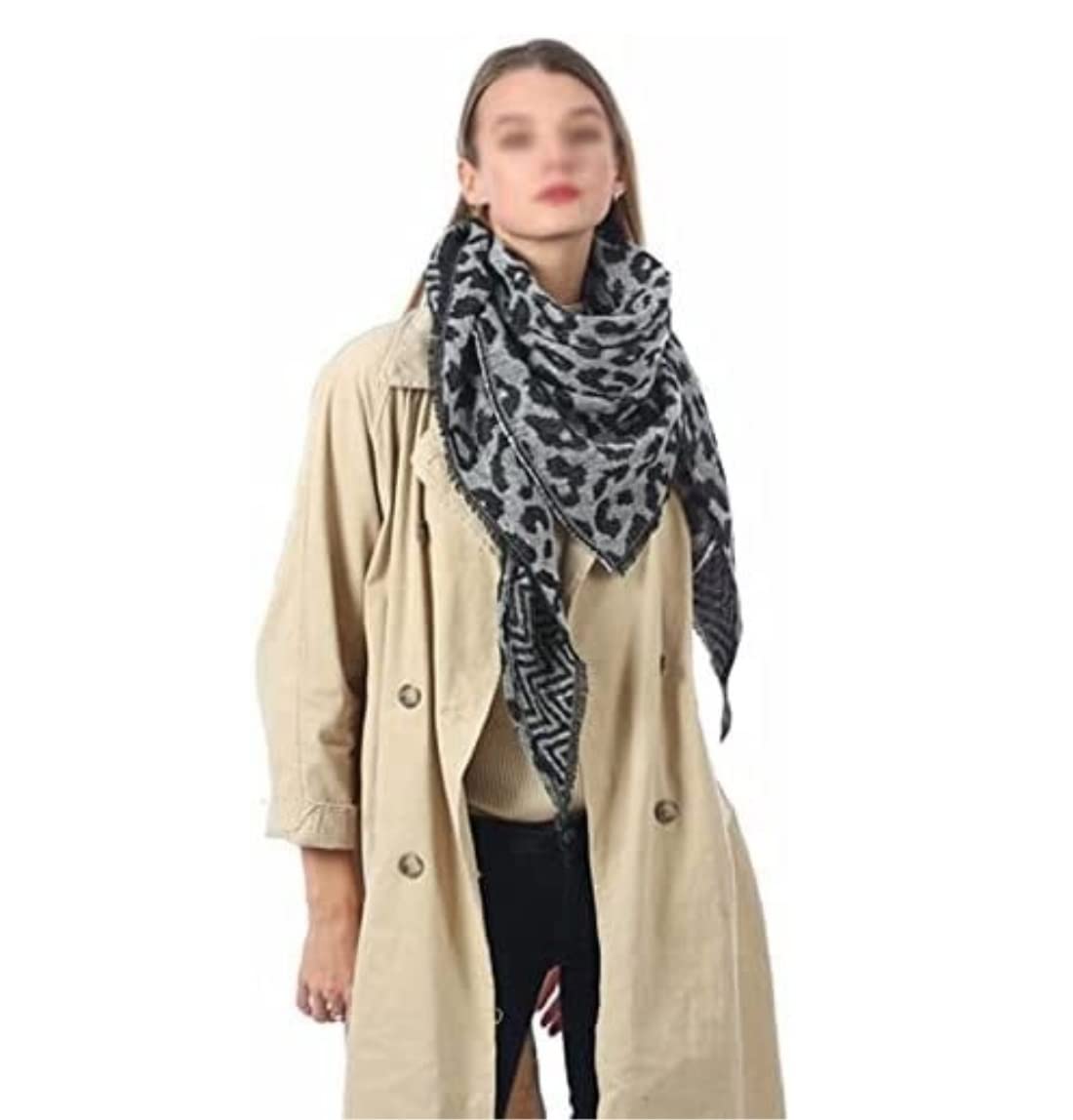 Szalik Lekki Szalik Imitacja Kaszmiru Trójkątny Leopard Print Ciepły Szal Stylowy Szal Miękkie
