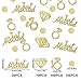 AIEX 300pcs Gold Wedding Confetti, Just Married & Diamond Ring Dots, Table Decorations for Bridal Shower, Bachelor Party