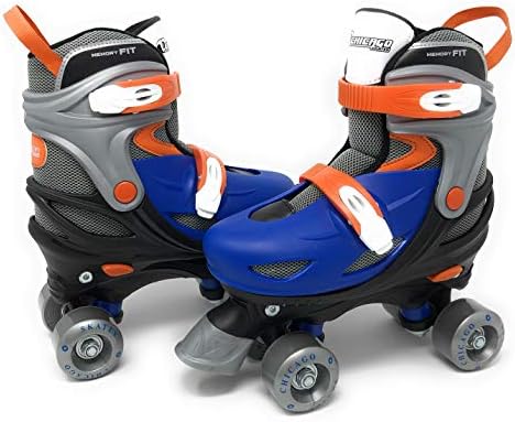 CHICAGO Skates Boys Adjustable Junior Quad Skates - Blue/Black/Orange - Medium Sizes 1-4