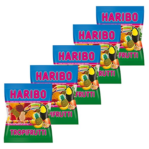 Haribo Tropifrutti, 5er Pack, Gummibärchen, Weingummi, Fruchtgummi, Im Beutel, Tüte – Ansicht 1