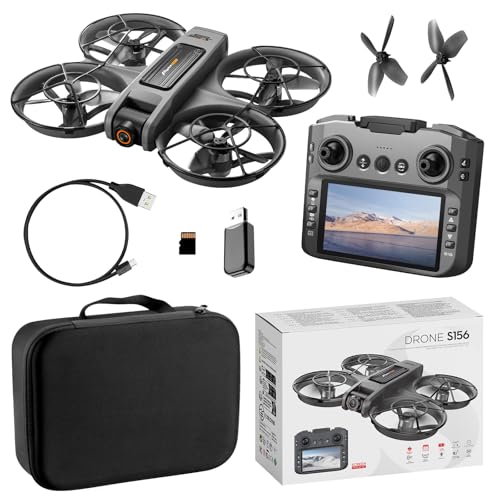 Drone with Camera for Adults, FPV HD Drones with LED Screen Controller with Brushless Motor Obstacle Avoidance Quadcopter S156 Mini Drones for Beginners, Stable Hover, One-Key Takeoff/Landing