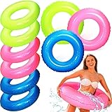 9 Pieces Inflatable Pool Floats 36 Inches Float Tube Swimming Tube Vinyl Pool Floaties Swim Tubes Rings Party Decorations for Teenager Adults Party Beach Vacation - UV Resistant (Solid) -  Leitee