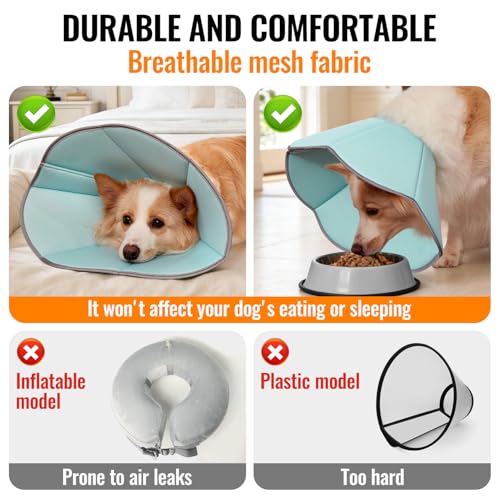 Image of MAXFUT Dog Cone Collar,Soft Cone for Dogs to Stop Licking After Surgery,Non Inflatable Dog Donut Cone (Light Blue, M)