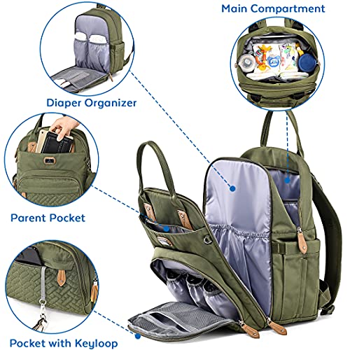 image for Diaper Bag Backpack with Portable Changing Pad, Pacifier Case and Stro