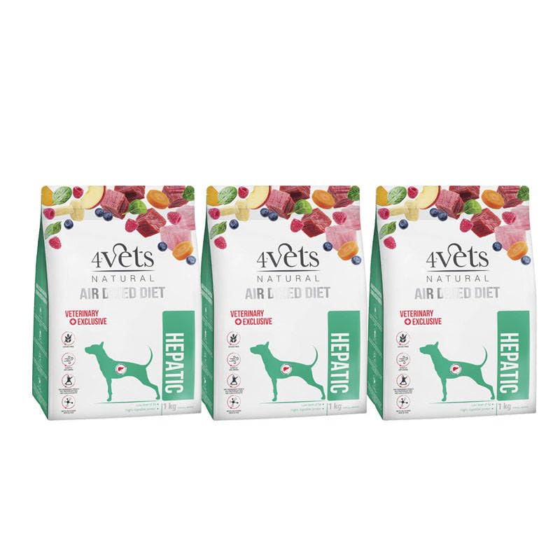 4Vets Natural Hepatic karma suszona dla psów z chorą wątrobą zestaw 3 x 1 kg
