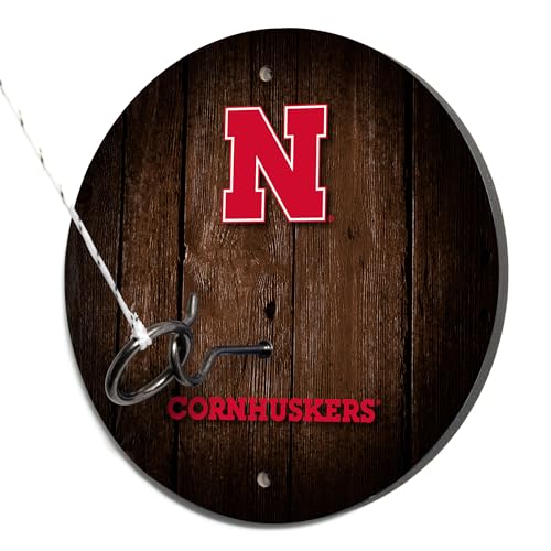 Solid Wood College Hook & Ring Toss Set with Direct Print HD Team Graphics – Easy Hang Hook and Ring Toss Target – Great Gift for any NCAA Fan! Ring Toss Family Game for a game room, bar or garage!