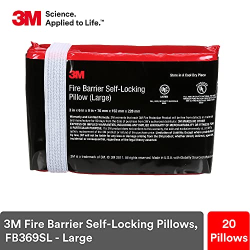 Image of 3M Fire Barrier Self-Locking Pillows FB369SL, 3 in x 6 in x 9 in, Lock Together for Tight Seal Against Flame, Smoke and Toxic Gas, Easy to Install, Large, Pack of 20