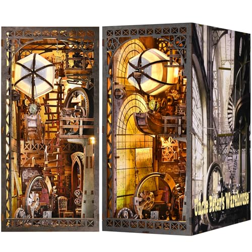 ETKVR Book Nook Kit - DIY Miniature House Dollhouse Kit 3D Puzzles for Adults, Gifts for Family and Friends Bookshelf Decor Tiny House Model Build with Dust Cover