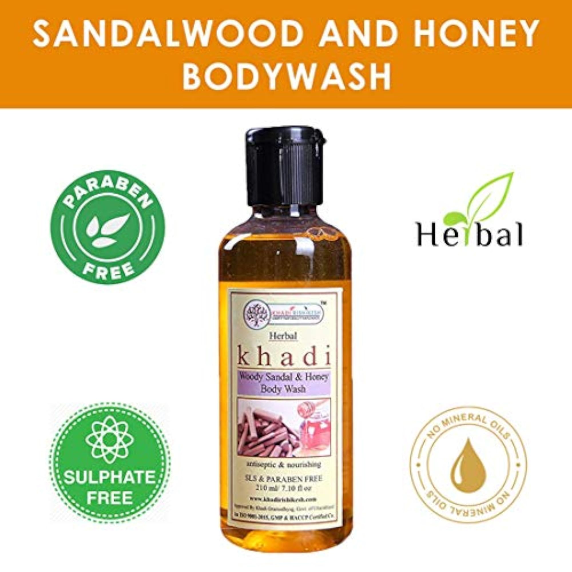 Herbal Sandalwood & Honey Body Wash, 210ml