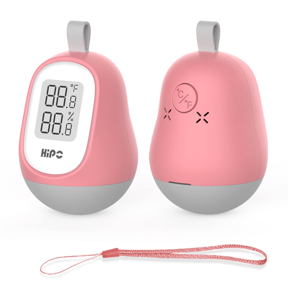 Reptile Tank Thermometer, Mini, Wireless,HD E-Paper Digital Indoor Room Thermometer and Hygrometer,Suitable for Home Office and Reptile Tank of Hermit Crab,Spider, Snake or Other Reptile Pet-1pc,Pink