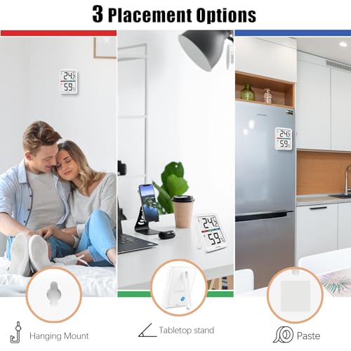 Hygrometer & Thermometer Innen, Digitales Raumthermometer mit Feuchtigkeitsmessgerät, Luftfeuchtigkeitsmesser & Temperaturmessgerät, Zimmerthermometer für Wohnzimmer, Büro, Babyraum
