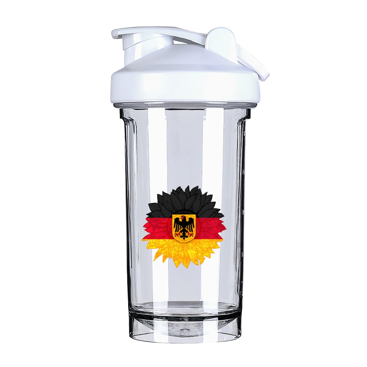 Vintage Sunflower Germany German Flag 18 Ounce Shaker Cup,Fashion Theme Pattern Shaker Bottle Leak-proof Workout Shake Bottles 500ML/18 oz Perfect for Pre Workout White 0