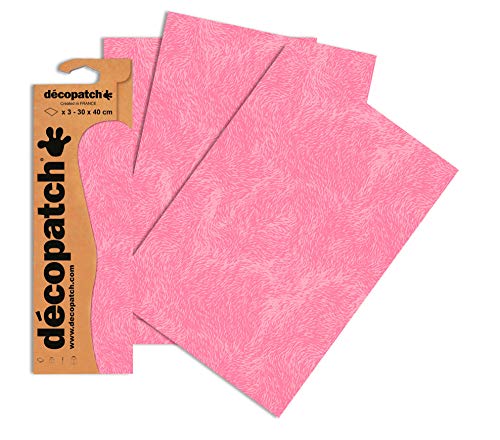 Décopatch Papel de impresión de piel de animal rosa, 30 x 40 cm (paquete de 3 hojas)