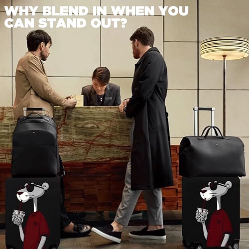 Image of WanderWraps Spendex Polyester Protective Luggage Cover | Hard Luggage Trolley Bag Cover | Washable | Dust Proof | Stretchable | M - 24 inch | Dip Panther