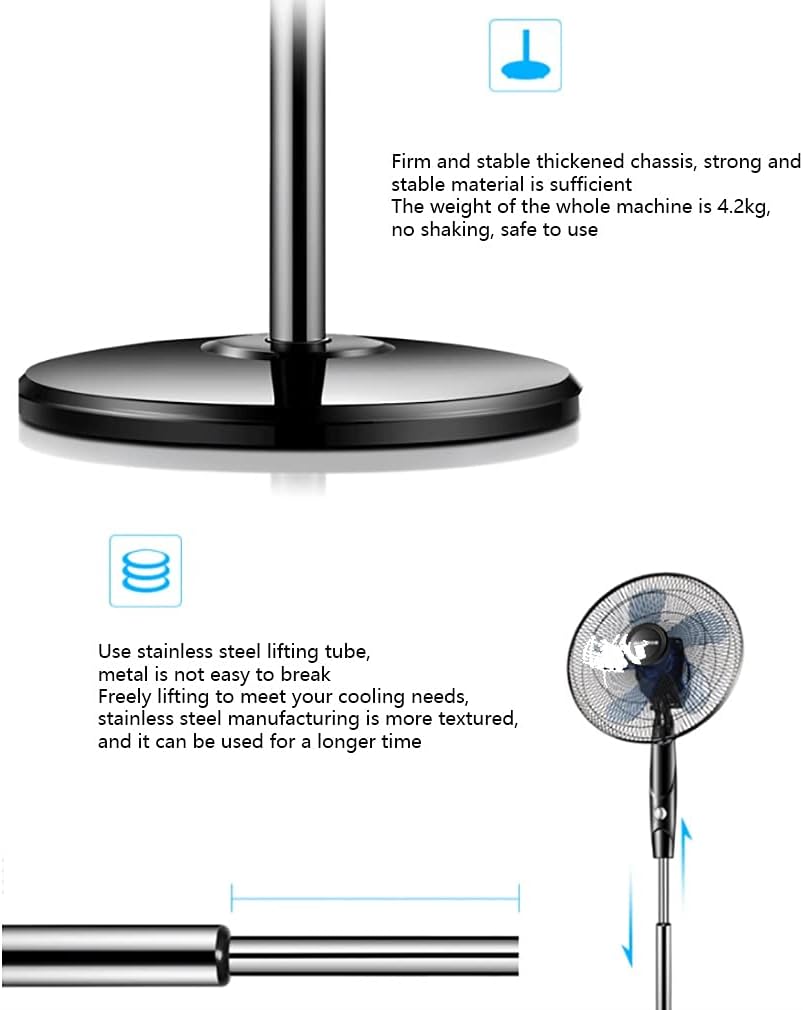 Automatic Oscillation Standing Fan 3 Speed Setting DC Motor Ultra Quiet Sleeping Adjustable Pedestal Fan
