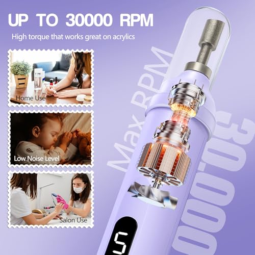 Elektrische Nagelbohrmaschine Nagelbohrer Elektrische Feile Nagelfeile Kit für Anfänger Acryl Gel Nägel Maniküre Pediküre Polieren Form Werkzeug mit 8 Bits Gelnägel und Heimsalon Gebrauch