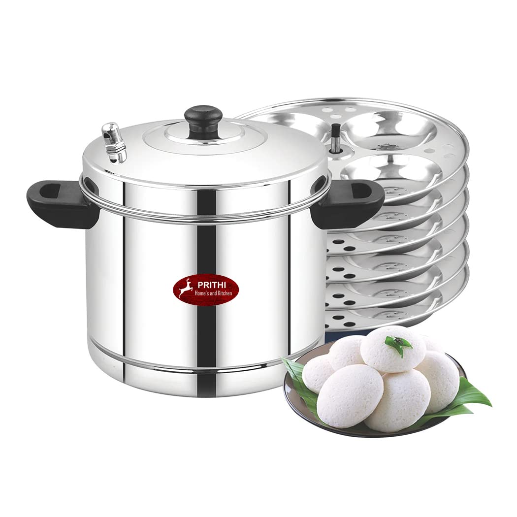 Prithi Homes and Kitchen Stainless Steel Deluxe Idli cooker Gas & Induction Compatible 6 Plate- 24 Idlies Idly cooker/Idly Maker (6 Plate - 24 Idlies) (B0BXM38G92) Amazon Price History, Amazon Price Tracker