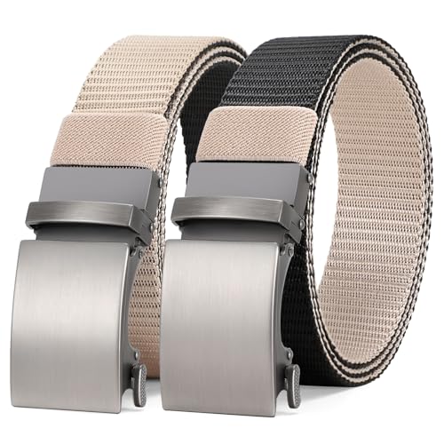 WERFORU Men Ratchet Belts Nylon Belts for Men Reversible Buckle Belt 2-in-1 Belt Casual Belt for Gift,47