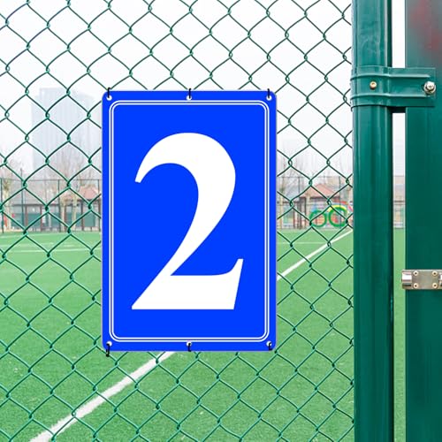 Image of Premium Aluminum Number Signs 2, Metal 12 inch X 8 inch Blue Numbered Signs Outdoor for Parking Lots, Floor, Dock, Court, Aisle, Field, High Visibility, No Fade, Weather-resistant
