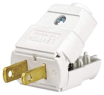 Leviton 15 Amp, 125 Volt, NEMA 1-15P, 2P, 2W, Plug, Straight Blade, Residential Grade, Polarized, Non-Grounding, 101-WP, White