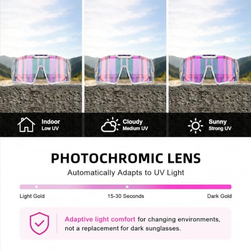 Image of Photochromic Z87 Safety Sports Sunglasses for Men Women, ANSI Z87 TR90 Frame UV400 Protection for Running Cycling