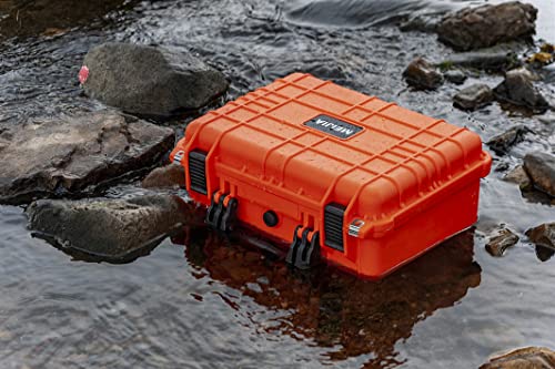 Image of MEIJIA All Weather IP67 Waterproof Hard Camera Case,Hard Protective Case,Hard Case with Customizable Foam,Fit Use of Drones,Camera,Equipments,Pistols(Orange,15.98x12.99x6.85inches)