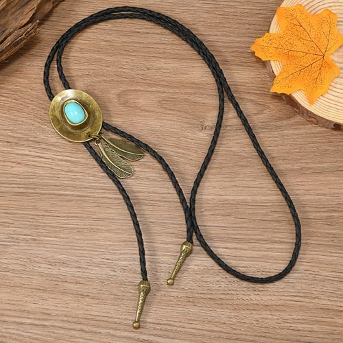 Image of Western Cowboy Bolo tie for Men Women Gold Silver Death Skull Moth Cross Bolo Tie Christmas Deer Rooster Wolf Necktie Gift