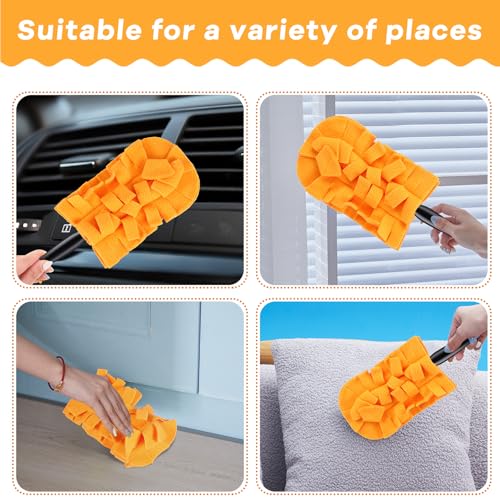 Image of Zubebe 6 Pcs Reusable Duster Refills Fleece,Orange | Soft Polyester Fiber Flat Duster Refill Multi Surface Washable Cleaning Pad Tools for Home, Blinds, Car, Pet, Furniture, Fans