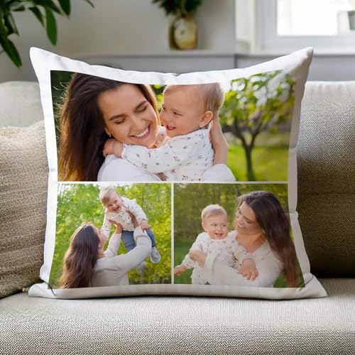 Helgee Almohada personalizable, cojines personalizados con foto, añade tu texto o imagen en la almohada, regalos personalizados para cumpleaños, pareja, padres, aniversarios, cojines de fotos