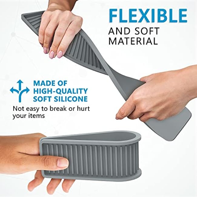 ZAPPOWARE Kitchen Sink Narrow Silicone Holder Tray 18x3.1, Vanity & Bathroom Organizer, Gray