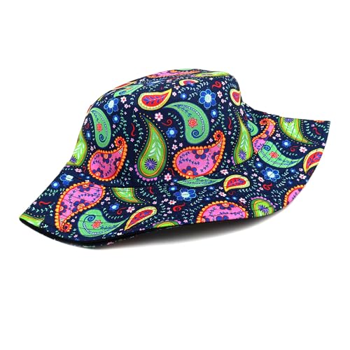 Image of Bucket Hat for Women Men,Travel Sun Beach Cap,Unisex Fishing Outdoor Boonie (Paisley Bohemia)